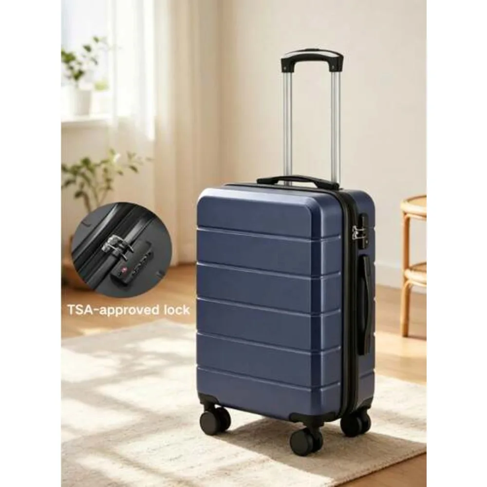 20 Inch Expandable ABS Hardside Carry On Luggage 22x14x9 Airline Approved Lightweight 6.1 Lbs Spinner Suitcase with TSA Lock Back to School Travel Cabin Size Smooth Rolling 360 Degree Wheels Durable Trolley for Women and Men Business Weekend Vacation