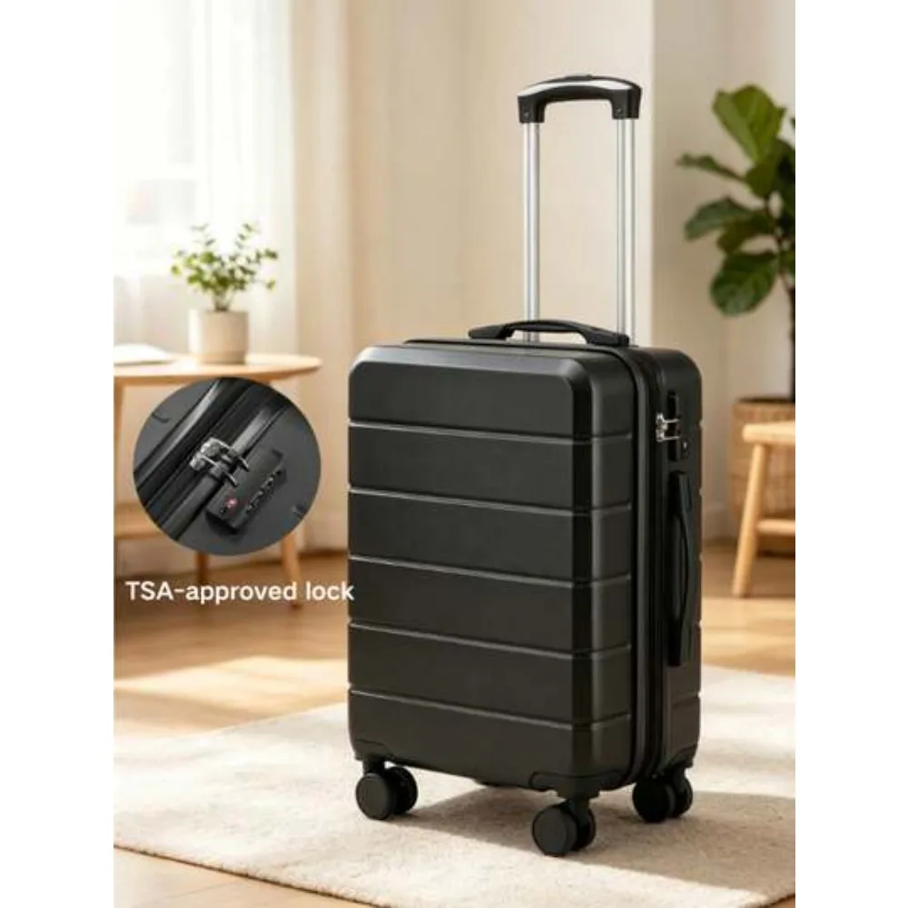 20 Inch Expandable ABS Hardside Carry On Luggage 22x14x9 Airline Approved Lightweight 6.1 Lbs Spinner Suitcase with TSA Lock Back to School Travel Cabin Size Smooth Rolling 360 Degree Wheels Durable Trolley for Women and Men Business Weekend Vacation