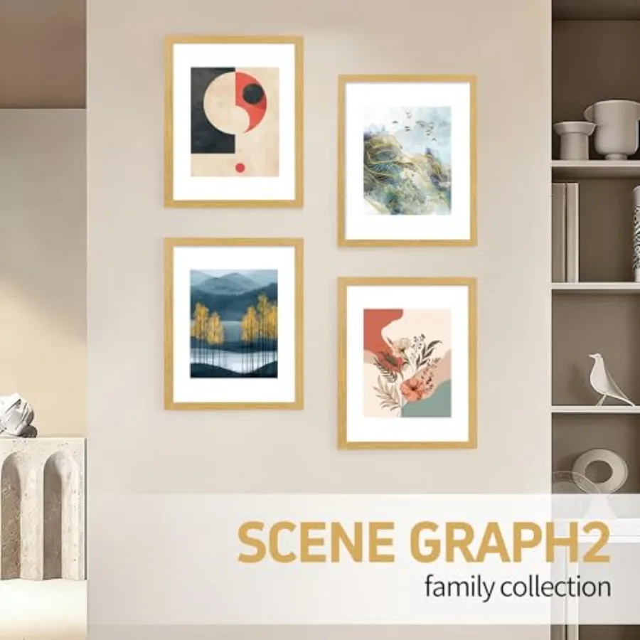 11x14 Natural Picture Frame for Wall Hanging, Wood Material, Light Brown, Includes 8x10 Mat Compatibility