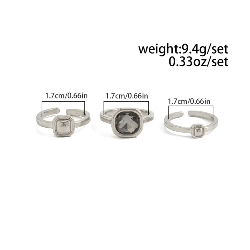 Women Minimalist Acrylic Rhinestone Open Ring, Korean‑Style Geometric Adjustable Knuckle Ring, Fashion Jewelry Accessory, Ideal Gift for Party and Daily Occasions