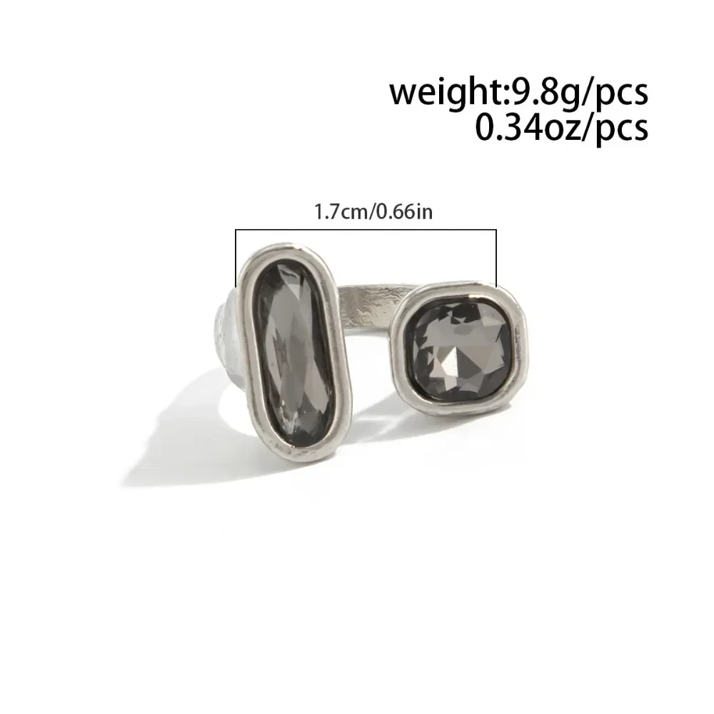 Women Minimalist Acrylic Rhinestone Open Ring, Korean‑Style Geometric Adjustable Knuckle Ring, Fashion Jewelry Accessory, Ideal Gift for Party and Daily Occasions
