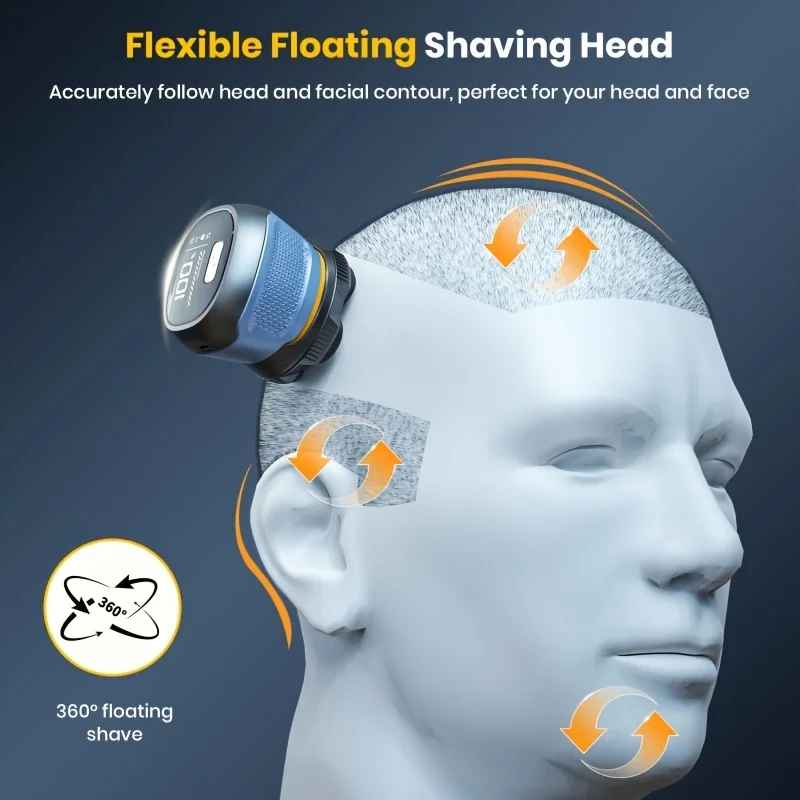 Magnetic 6D rotating razor | Rechargeable bald shaver, facial beard trimmer, IPX7 waterproof, silent motor, magnetic blade haircut set | Boyfriend gift first choice, Father's Day gift