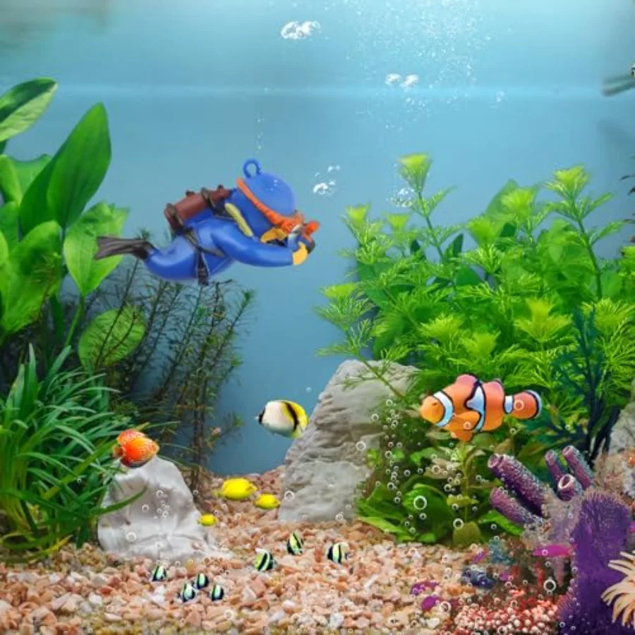 Floating Fish Tank Decorations, Aquarium Decorations, Lovely Diver Fish Tank Decorations, Floating Device Fish Tank Accessories