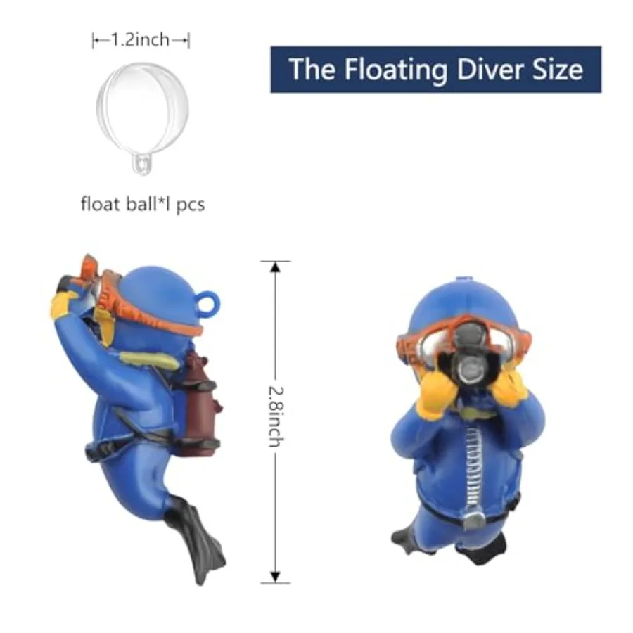 Floating Fish Tank Decorations, Aquarium Decorations, Lovely Diver Fish Tank Decorations, Floating Device Fish Tank Accessories