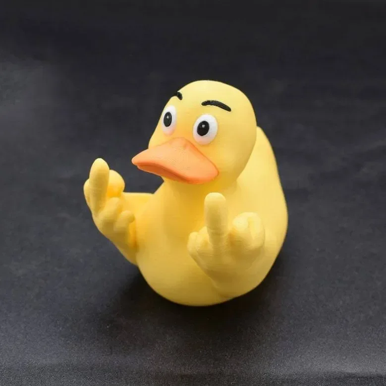 Duck for Jeep Car Truck Dashboard Interior Middle Finger Duck Rubber Ducks Finger Bidem with Us Flag Pattern Small Yellow