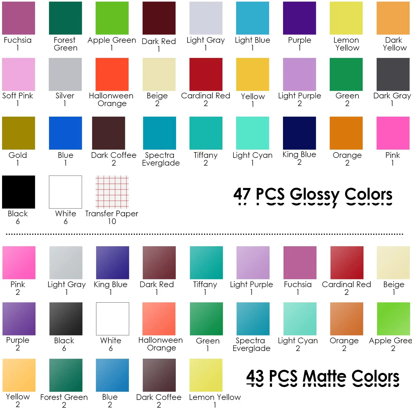 HTVRONT Permanent Vinyl, 100 Pack, 12"x12", Compatible with Cricut Machine Waterproof, Compatible with Cricut Explore & Maker, 90 Sheets & 10 Transfer Tapes, Easy to Weed, for Stickers, Decals, Crafts
