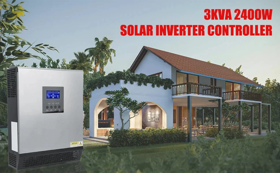 ECGSOLAX 3KVA PS‑3K 120V Hybrid Solar Inverter Charger 24V DC to 120V AC Pure Sine Wave Off‑Grid Inverter Built‑in Solar & AC Battery Charger for Home Power Backup
