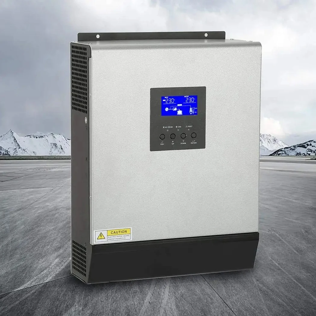 ECGSOLAX 3KVA PS‑3K 120V Hybrid Solar Inverter Charger 24V DC to 120V AC Pure Sine Wave Off‑Grid Inverter Built‑in Solar & AC Battery Charger for Home Power Backup