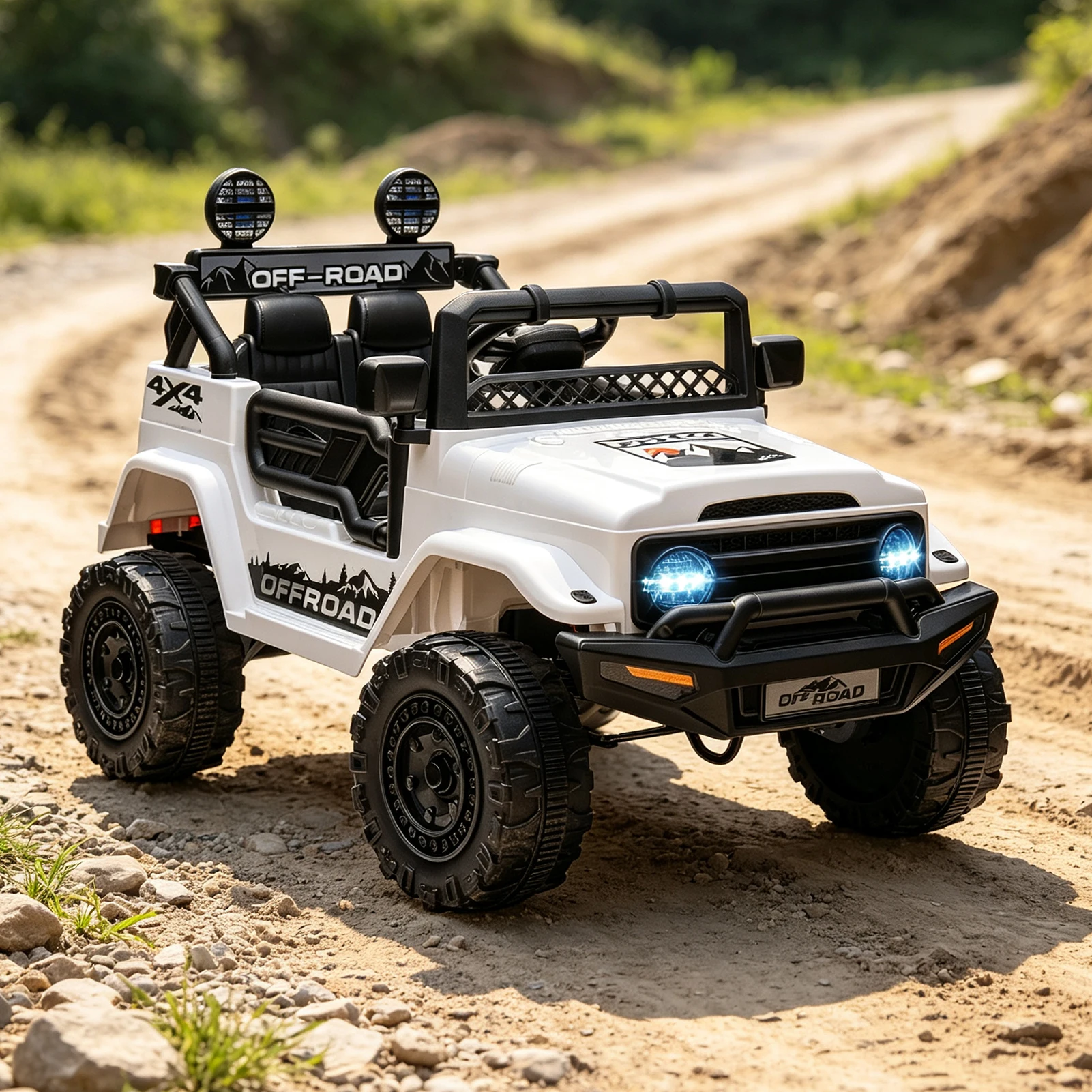 12V Kids Ride On Truck Car With Parent Remote, 3 Speeds, Spring Suspension, LED Lights, Music, Electric Toddler Toy