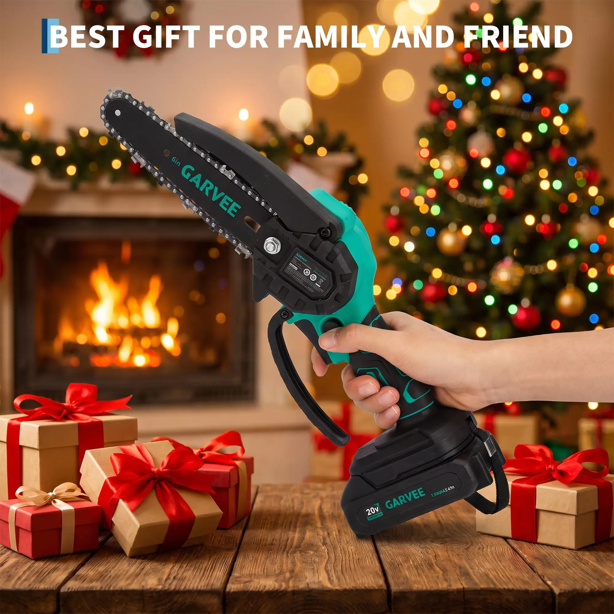 20V 8 Inch Cordless Mini Chainsaw With 2x 3000mAh Batteries, 8m/s Electric Pruning Saw With Oil Lube For Branch Wood Garden