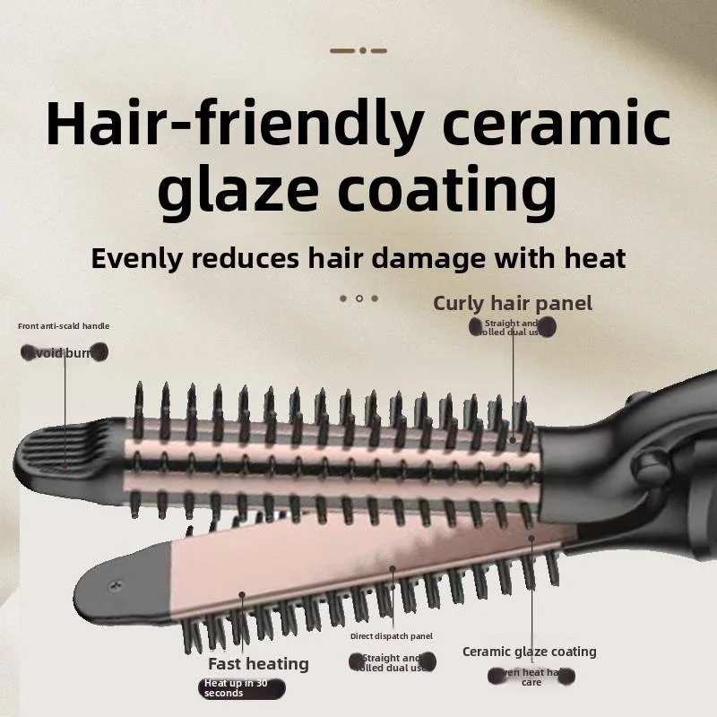 New Type of Multi-Functional LED PTC Hair Styling Tool - Electric Hair Curler and Straightening Comb - Suitable for Both Home Use and Travel