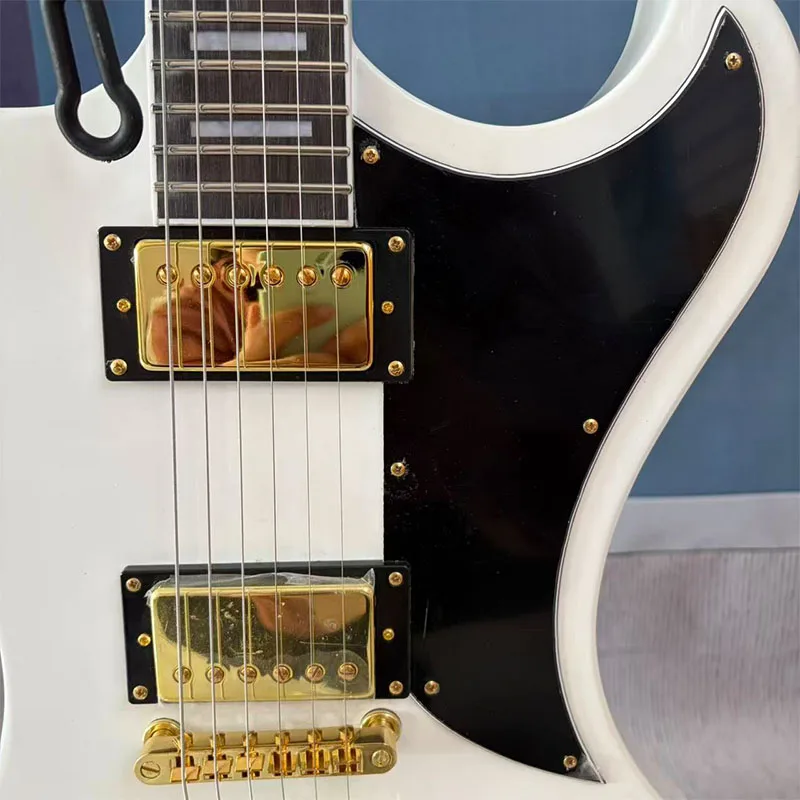 Local Warehouse, Unbranded Electric Guitar, White with Black Pickguard, Rock‑style, Suitable for Beginners and Intermediate Players, Holiday Gift, Free Shipping