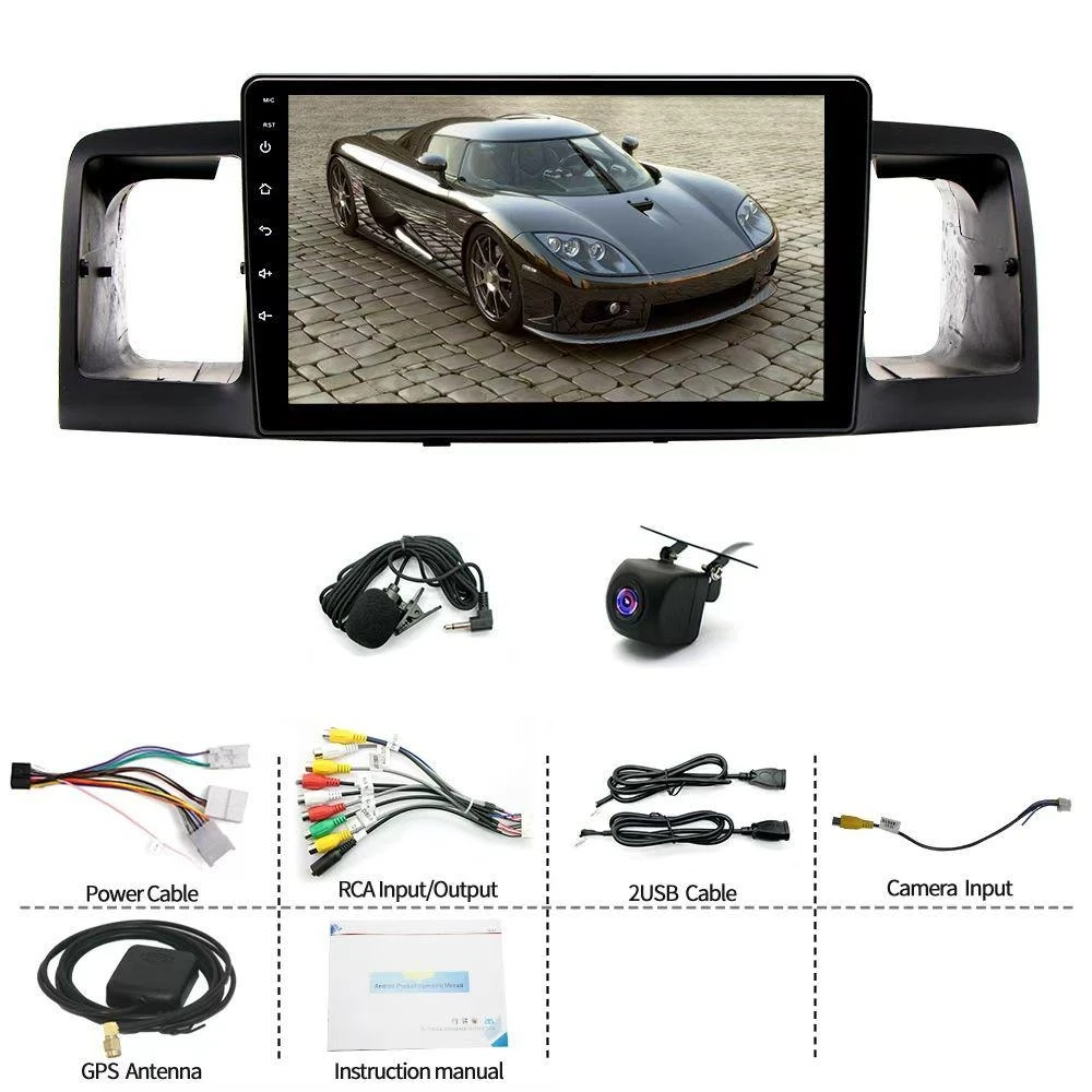 Car Radio Stereo 9-inch Android 15 GPS Navi Head Unit with Carplay and Android Auto FM/RDS DSP SWC WiFi Bluetooth Mirror Link 2+64G Car Player for Toyota Corolla 2005-2012