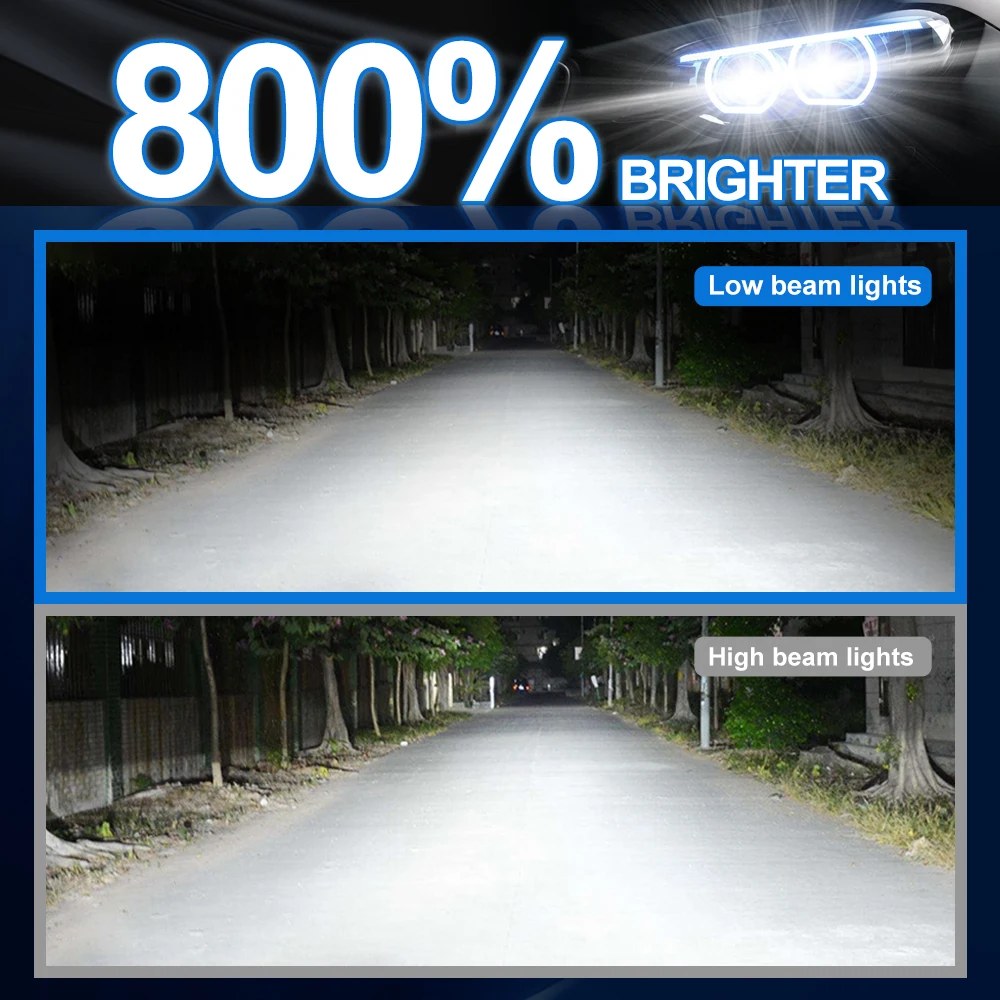 Roadsun Car LED Headlight Bulbs 120W 22000LM CANBUS Super Bright 9007/HB5 High&Low Beam LED Car Headlamps 6000K DC12V 3570 CSP Chips Auto Light Bulbs Universal Fit For Car Motors