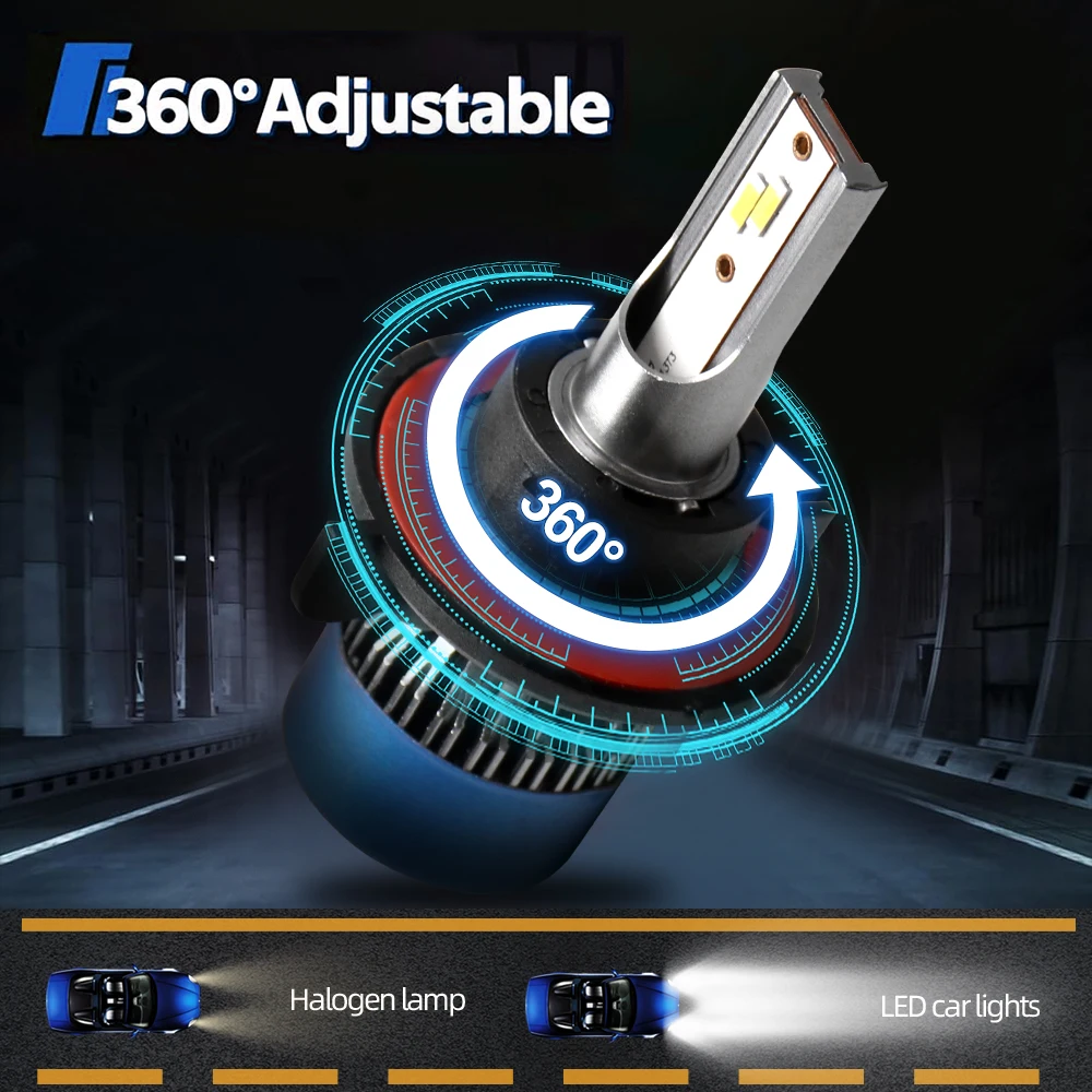 Roadsun Car LED Headlight Bulbs 120W 22000LM CANBUS Super Bright H13/9008 High&Low Beam LED Car Headlamps 6000K DC12V 3570 CSP Chips Auto Light Bulbs Universal Fit For Car Motors