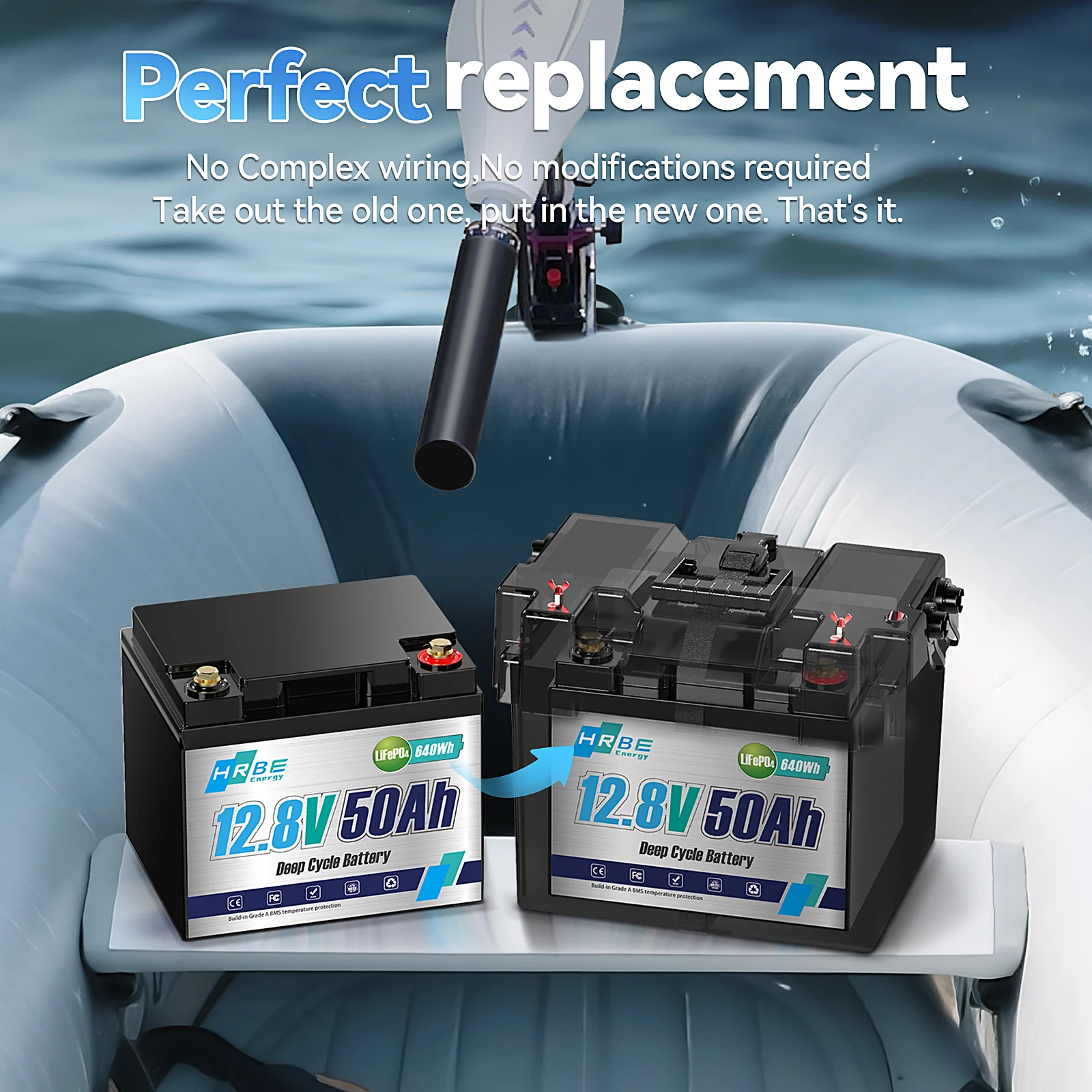 12V 50Ah LiFePO4 Lithium Battery, 4000+ Deep Cycle Rechargeable Battery, Built-in Smart BMS, for Home Solar Storage, Outdoor Camping, RV, Marine, UPS Backup Power Supply, Maintenance-Free, 10-Year Long Lifespan