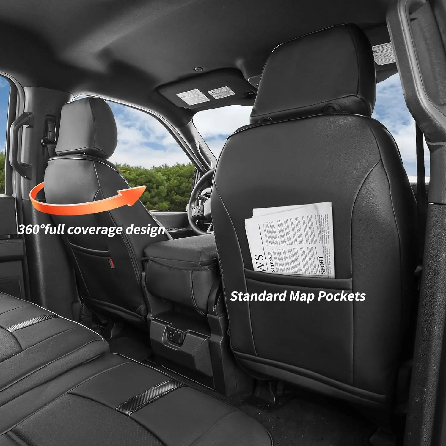 Coverdream F150 Seat Covers Custom Fit for Ford F150 SuperCrew 2015-2026 XL/XLT F250/F350/F450 Crewcab 2017-2026 XL/XLT Full Set Trucks Waterproof Leather Seat Protectors
