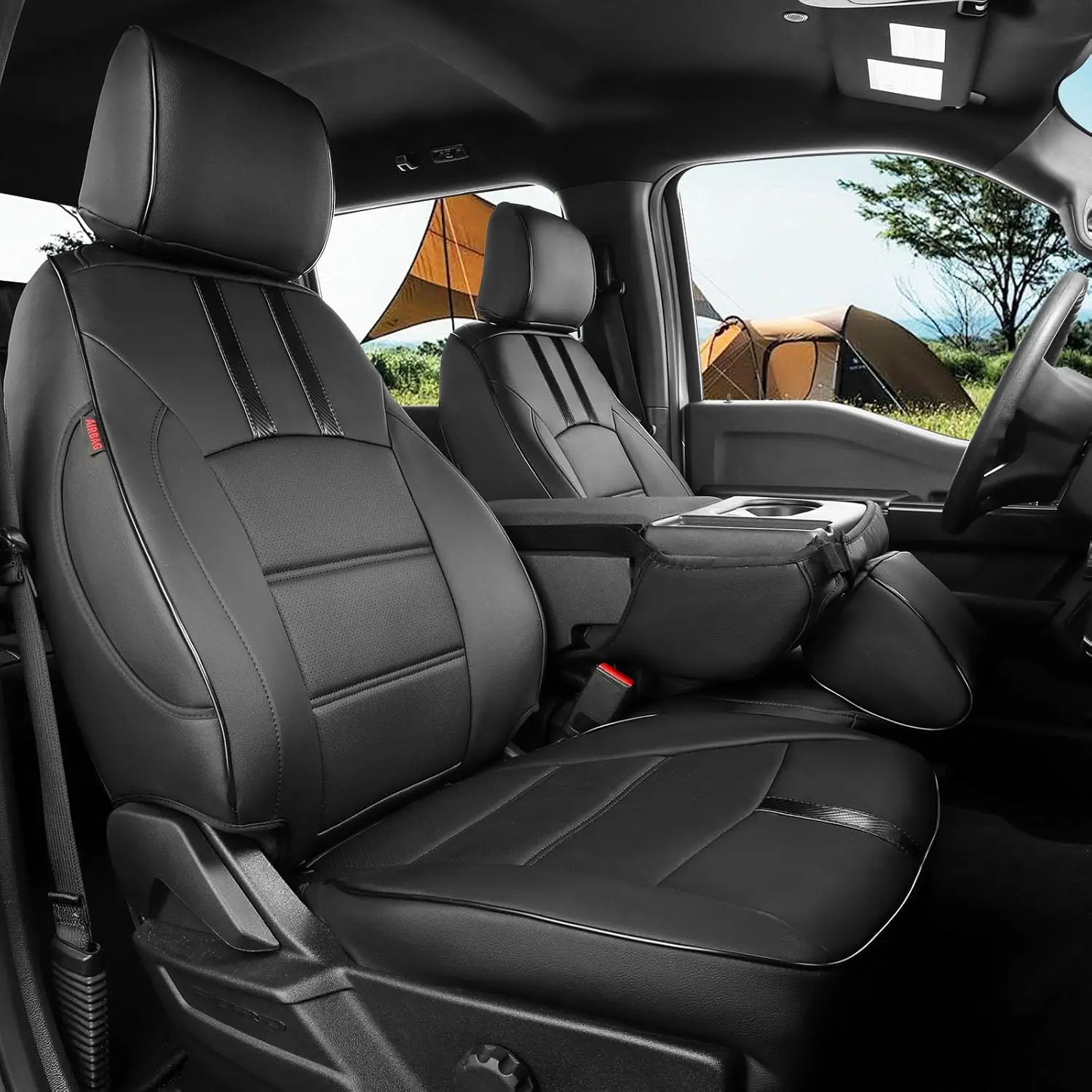 Coverdream F150 Seat Covers Custom Fit for Ford F150 SuperCrew 2015-2026 XL/XLT F250/F350/F450 Crewcab 2017-2026 XL/XLT Full Set Trucks Waterproof Leather Seat Protectors