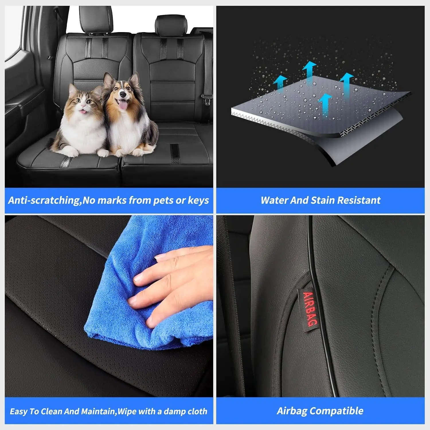 Coverdream F150 Seat Covers Custom Fit for Ford F150 SuperCrew 2015-2026 XL/XLT F250/F350/F450 Crewcab 2017-2026 XL/XLT Full Set Trucks Waterproof Leather Seat Protectors