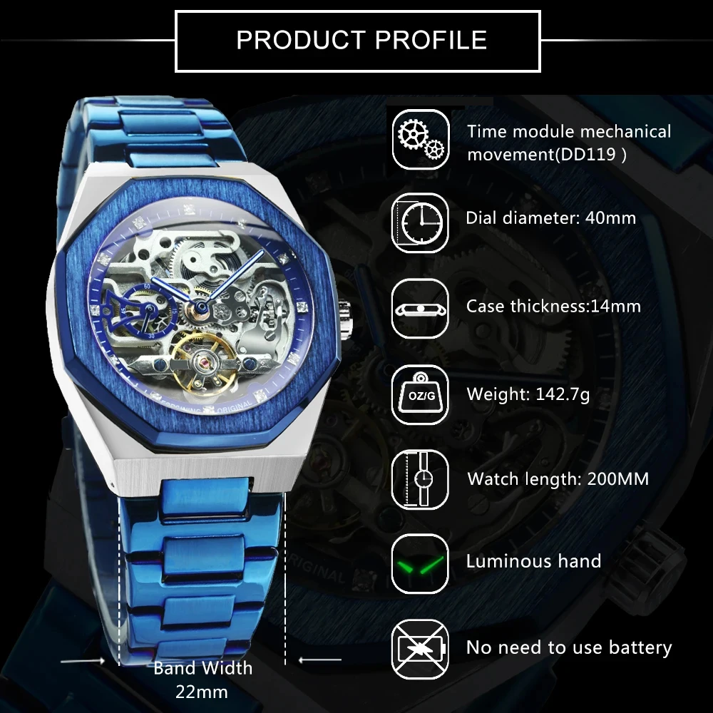 Forsining Business Mechanical Watch for Men Fashion Tourbillon Skeleton Mens Watches Top Brand Luxury Stainless Steel Strap Wristwatches
