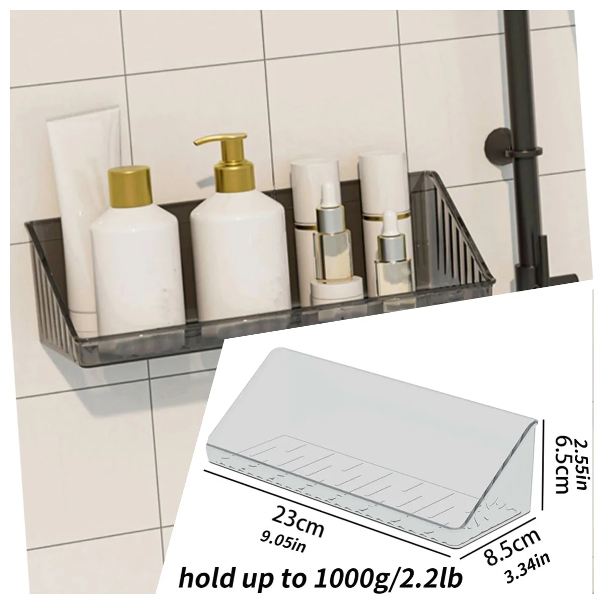 1/2pcs Drill-Free Wall Mounted Bathroom Storage Shelf Bathroom Shelf No Drill Wall Mounted Shampoo Bottle Shower Corner Rack Toilet Storage Rack Aluminum Bathroom Kitchen Accessories