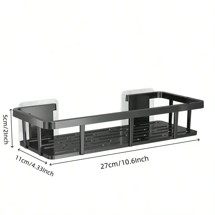 1/2pcs Drill-Free Wall Mounted Bathroom Storage Shelf Bathroom Shelf No Drill Wall Mounted Shampoo Bottle Shower Corner Rack Toilet Storage Rack Aluminum Bathroom Kitchen Accessories