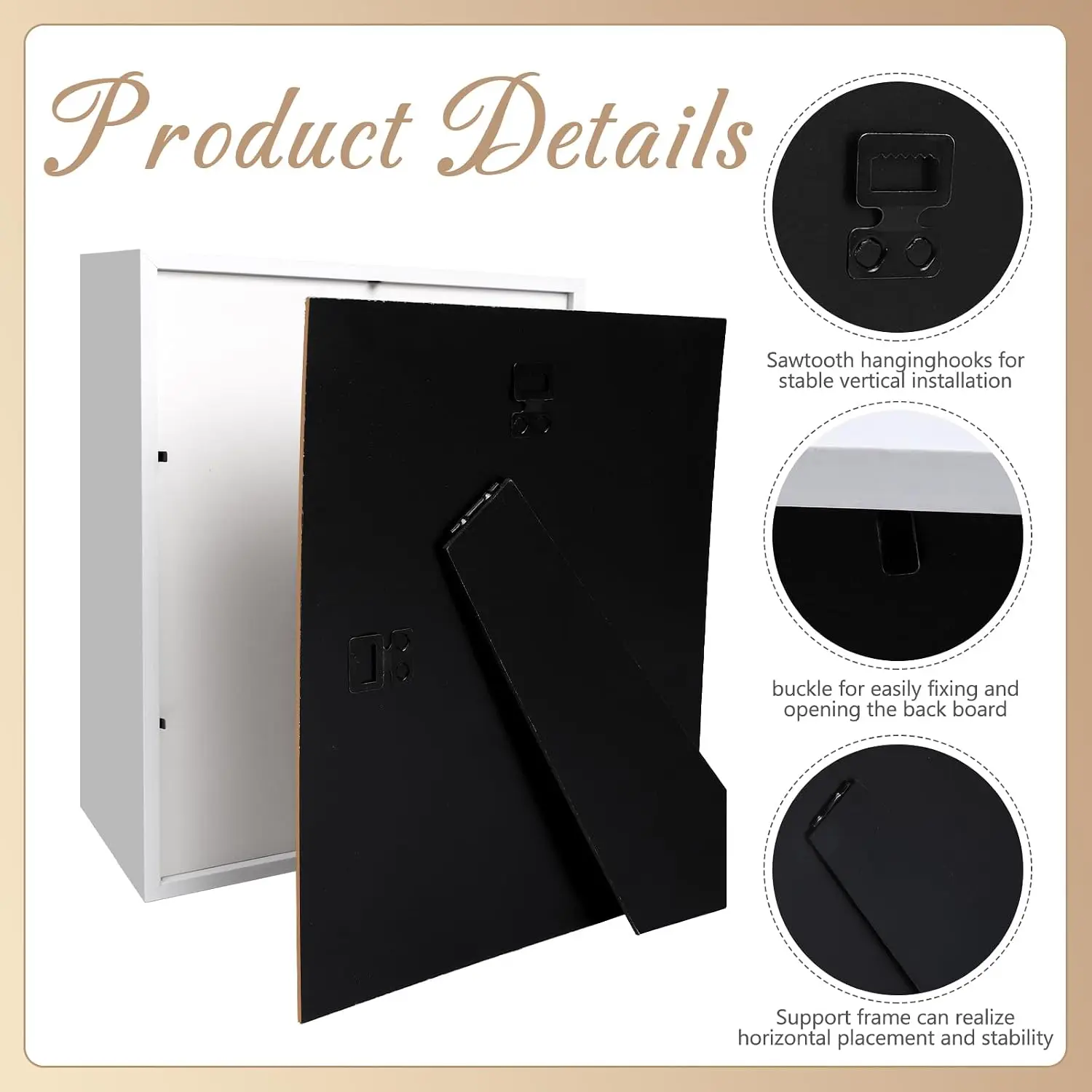 8x10 Inch Shadow Box Frame 4 Pack, White Black Wood Deep Display Picture Frame for Dried Flowers Medals Coin Specimen Wall Tabletop