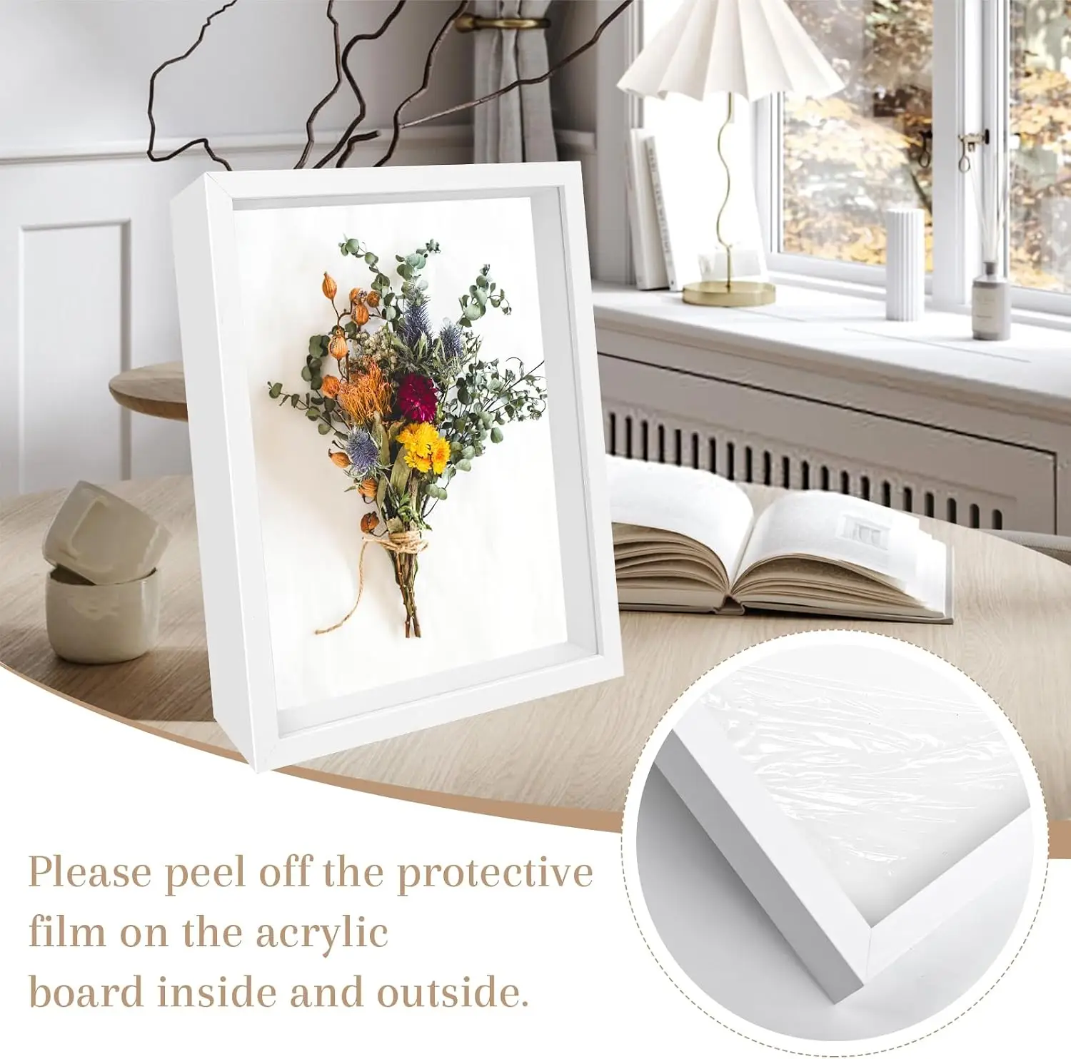 8x10 Inch Shadow Box Frame 4 Pack, White Black Wood Deep Display Picture Frame for Dried Flowers Medals Coin Specimen Wall Tabletop