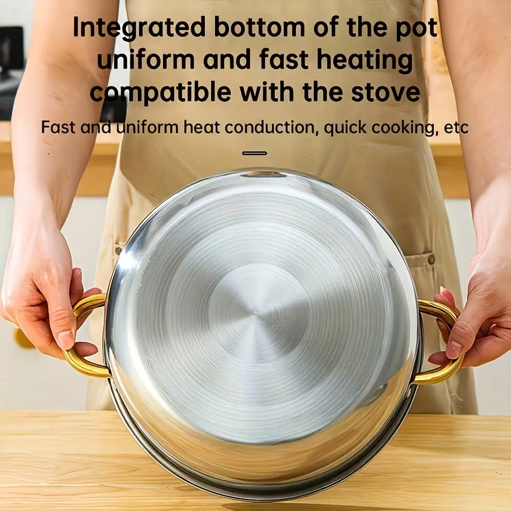 TAIMASI [10pcs Stainless Steel Pot Set] 10pcs Stainless Steel Pot Set, Multi-Size Cooking Pots With 5 POTS + 5 LIDS | Deep Stock Pot, Suitable For Home And Restaurant Cooking, Soups, Hot Pots, Noodles, Pasta, Seafood Soups Christmas Thanksgiving Kitchen