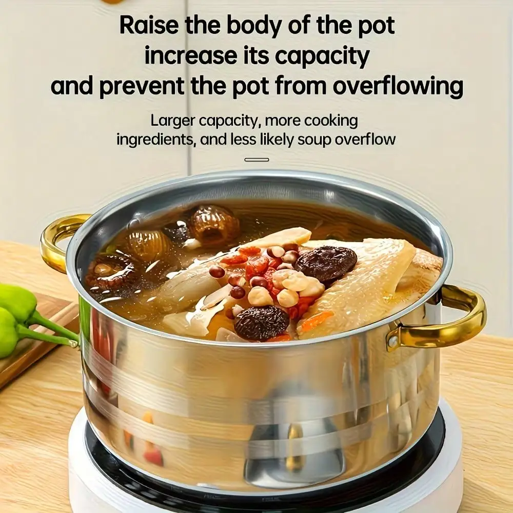 TAIMASI [10pcs Stainless Steel Pot Set] 10pcs Stainless Steel Pot Set, Multi-Size Cooking Pots With 5 POTS + 5 LIDS | Deep Stock Pot, Suitable For Home And Restaurant Cooking, Soups, Hot Pots, Noodles, Pasta, Seafood Soups Christmas Thanksgiving Kitchen
