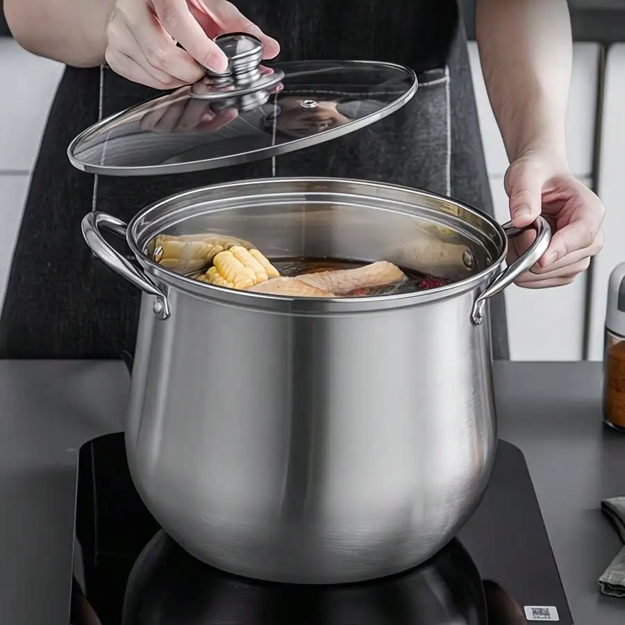 TAIMASI [10pcs Stainless Steel Pot Set] 10pcs Stainless Steel Pot Set, Multi-Size Cooking Pots With 5 POTS + 5 LIDS | Deep Stock Pot, Suitable For Home And Restaurant Cooking, Soups, Hot Pots, Noodles, Pasta, Seafood Soups Christmas Thanksgiving Kitchen