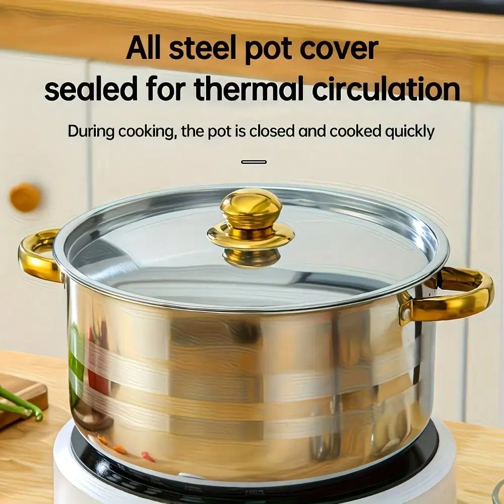 TAIMASI [10pcs Stainless Steel Pot Set] 10pcs Stainless Steel Pot Set, Multi-Size Cooking Pots With 5 POTS + 5 LIDS | Deep Stock Pot, Suitable For Home And Restaurant Cooking, Soups, Hot Pots, Noodles, Pasta, Seafood Soups Christmas Thanksgiving Kitchen