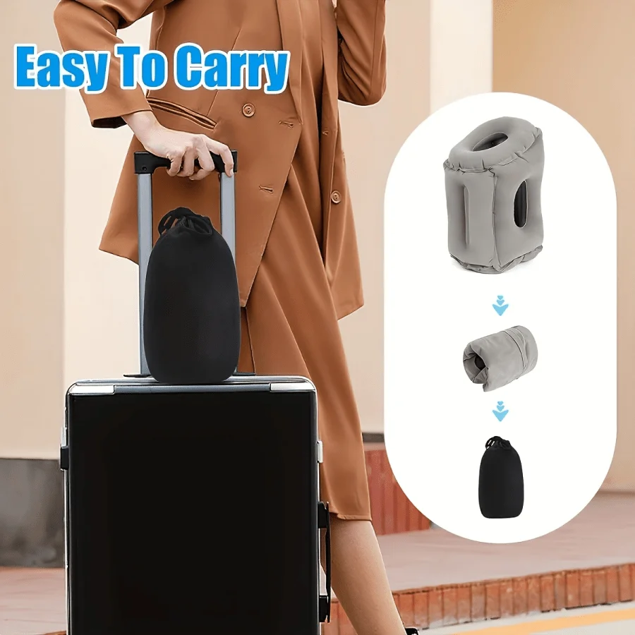 Neck Support Pillow, Inflatable Travel Pillow, Inflatable Neck Pillow Suitable For Sleep, Supporting The Head, Neck, And Lumbar Spine. Suitable For Airplanes, Cars, And RVs. Foldable For Storage, For Camping