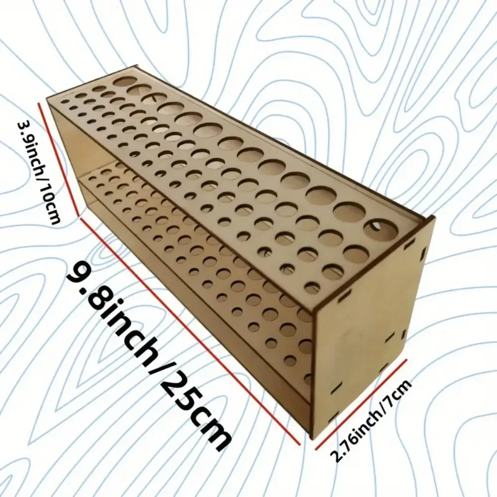 67-Slot Wooden Brush Holder Premium Double-layer Durable Artist Desk Organizer Pencil Paint Brushes Storage Art Craft