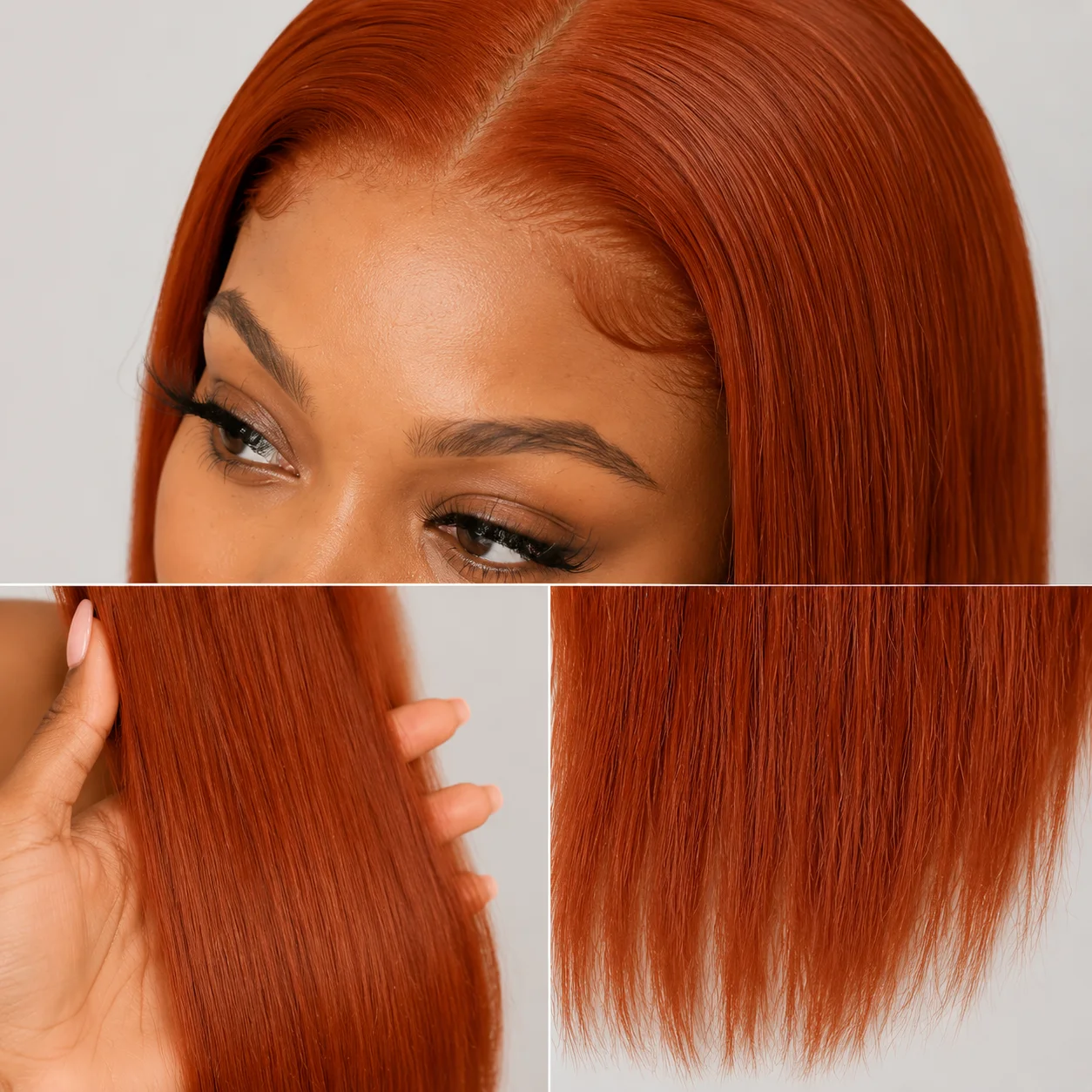 Straight Yellow-Orange 13x4 Fringed Front-Edge Wig Made of 100% Real Hair 13x4 Fringed Front-Edge Women's Wig with 200% Density 20 Inches #350 Color