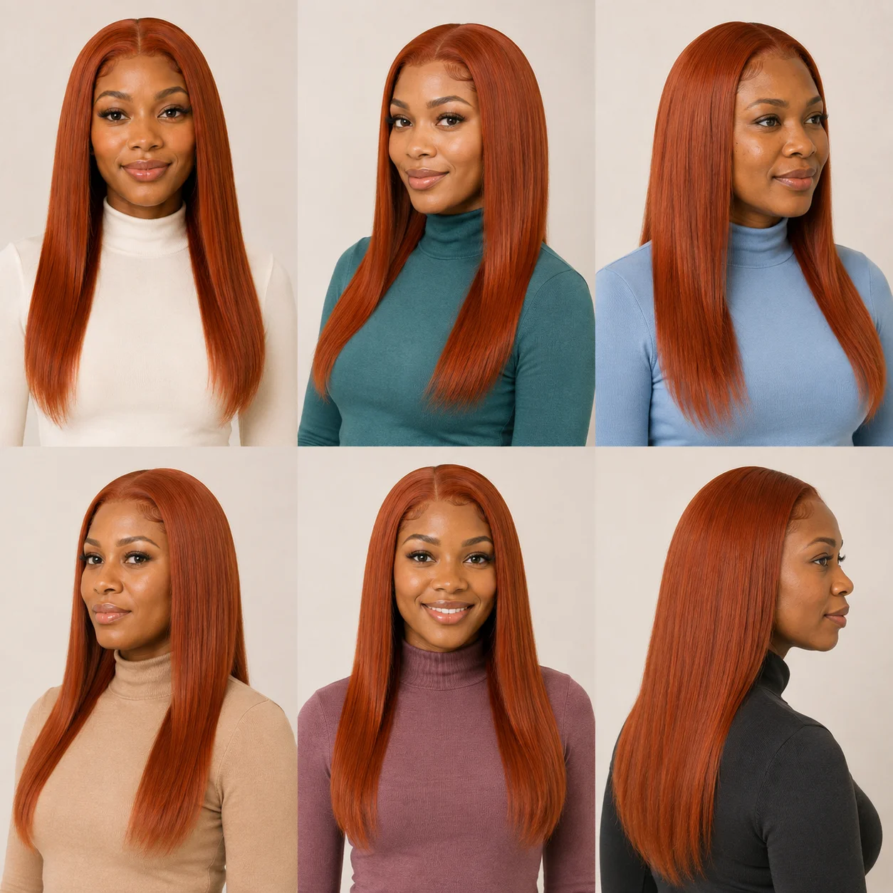 Straight Yellow-Orange 13x4 Fringed Front-Edge Wig Made of 100% Real Hair 13x4 Fringed Front-Edge Women's Wig with 200% Density 20 Inches #350 Color