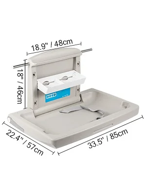 SucceBuy Baby Changing Station Commercial Wall Mount Baby Diaper Changing Table Fold Down Vertical Restroom Baby Changing Table