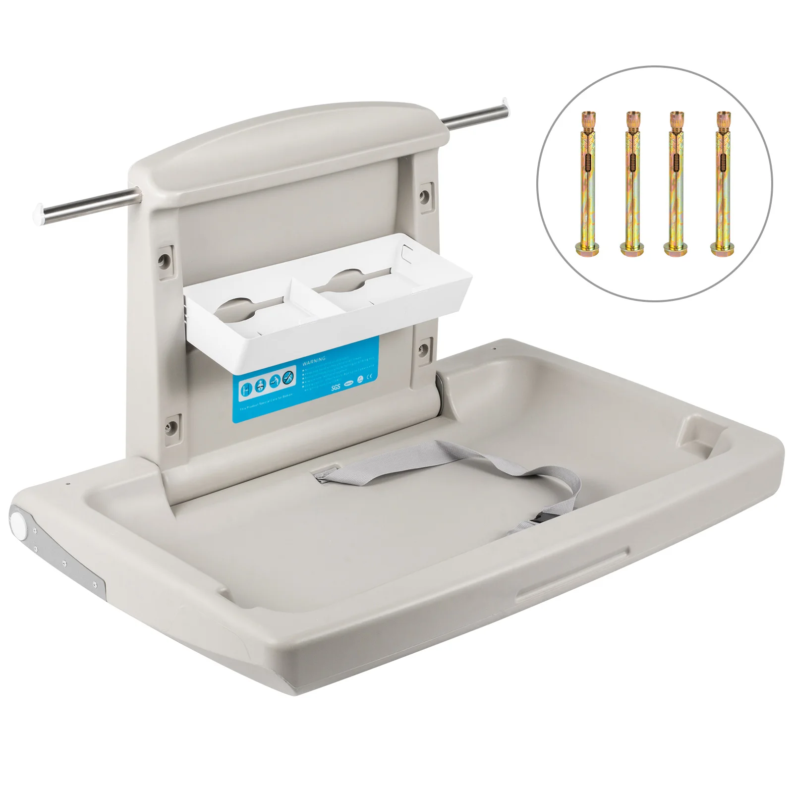 SucceBuy Baby Changing Station Commercial Wall Mount Baby Diaper Changing Table Fold Down Vertical Restroom Baby Changing Table