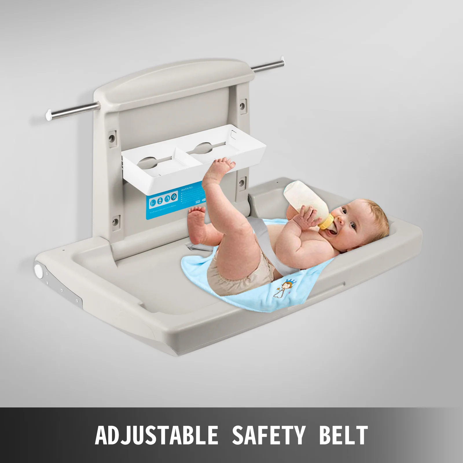 SucceBuy Baby Changing Station Commercial Wall Mount Baby Diaper Changing Table Fold Down Vertical Restroom Baby Changing Table