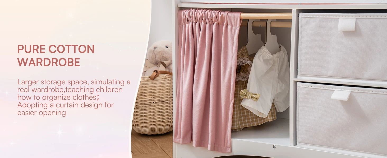 ROBUD Wooden Baby Doll Bed Prentend Playset with Storage and Bedding Sturdy for 18 Inch Dolls Baby Doll Cribs Nice Gift for Kids