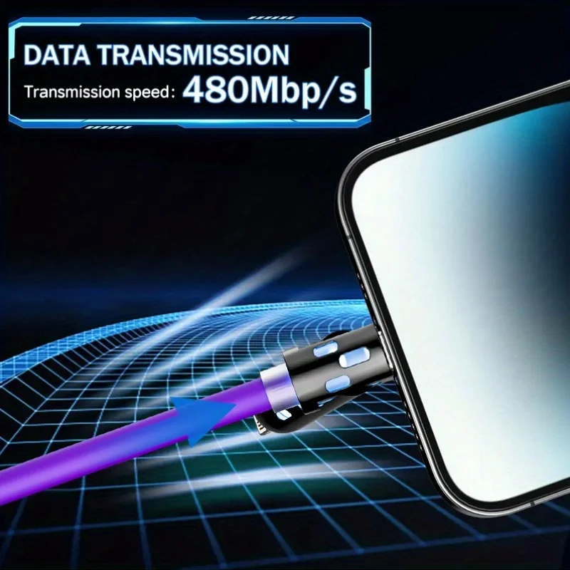 1M/3.3FT 240W 4-in-1 PD 5A Fast Charging With USB A, Type-C, Lightning Ultra Soft Silicone Data Cable, Compatible With For IPhone 17/16/15/ 14/13, For IPad Pro, For Samsung, And For Laptops, Multi-Device Compatible