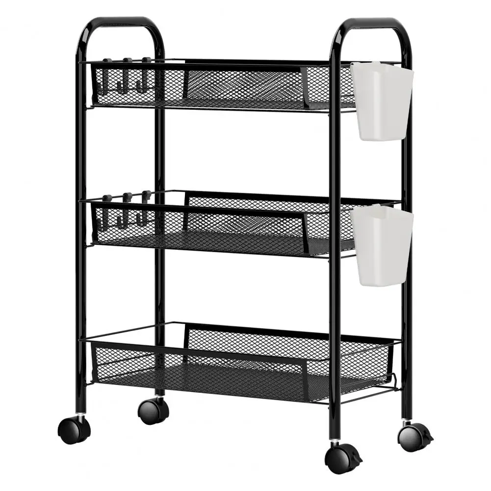 Fruit Vegetable Storage Basket, 5 Tier Stackable Metal Mesh Storage Basket with 360 Degree Wheels, Fruit Vegetable Produce Baske