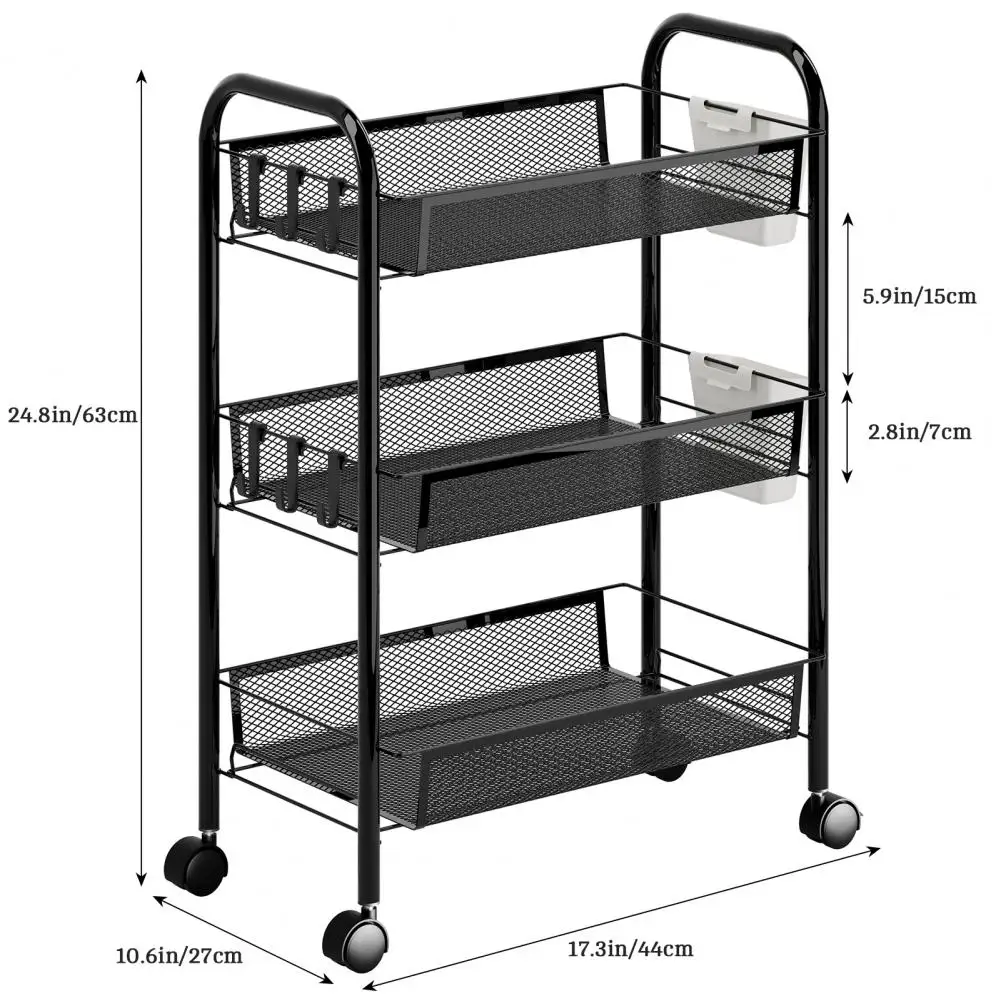 Fruit Vegetable Storage Basket, 5 Tier Stackable Metal Mesh Storage Basket with 360 Degree Wheels, Fruit Vegetable Produce Baske