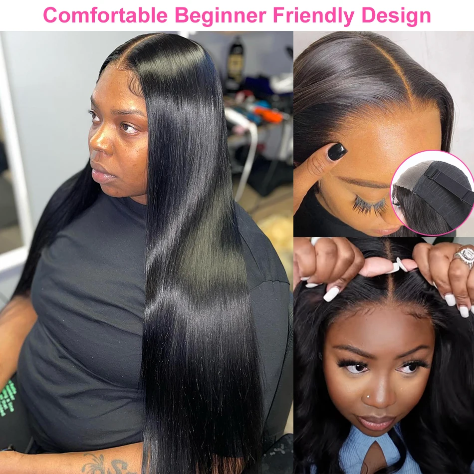 7x6 HD Glueless Straight Closure Full Lace Wigs For Women Ready To Wear Straight Human Hair Wig 200 Density 44 46 Inch Remy Hair