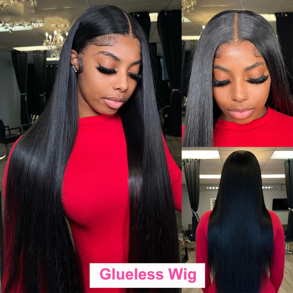 7x6 HD Glueless Straight Closure Full Lace Wigs For Women Ready To Wear Straight Human Hair Wig 200 Density 44 46 Inch Remy Hair