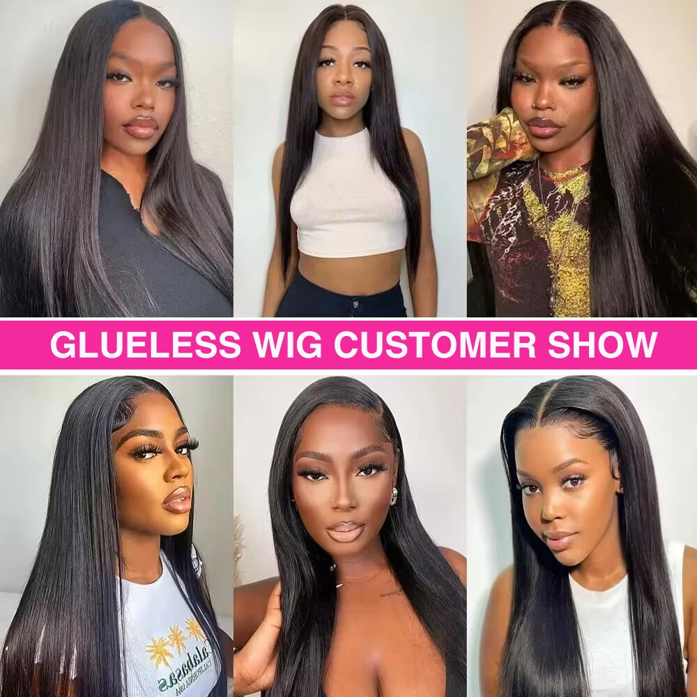 7x6 HD Glueless Straight Closure Full Lace Wigs For Women Ready To Wear Straight Human Hair Wig 200 Density 44 46 Inch Remy Hair