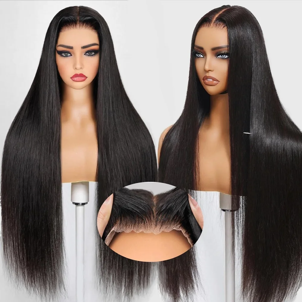7x6 HD Glueless Straight Closure Full Lace Wigs For Women Ready To Wear Straight Human Hair Wig 200 Density 44 46 Inch Remy Hair