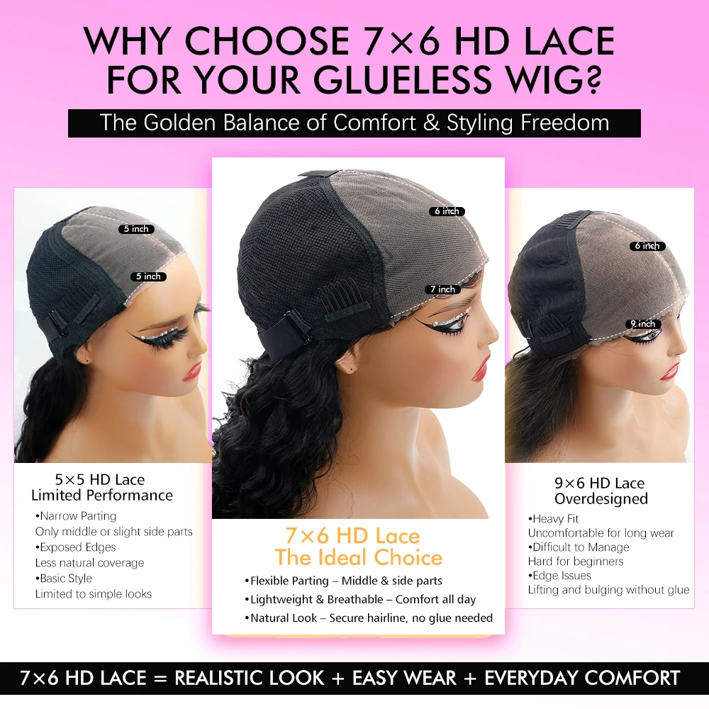 7x6 HD Glueless Straight Closure Full Lace Wigs For Women Ready To Wear Straight Human Hair Wig 200 Density 44 46 Inch Remy Hair