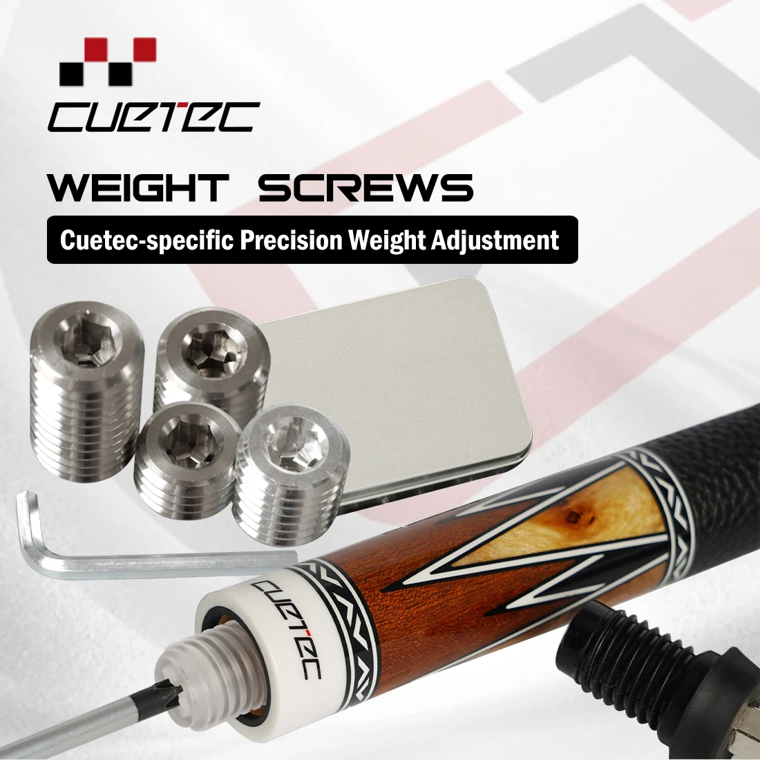 Cuetec Acueweight Pool Cue Weight Bolts, 4 Pack Replacement Cue Weights 0.3oz/0.5oz/1.0oz/1.5oz, Professional Billiard Cue