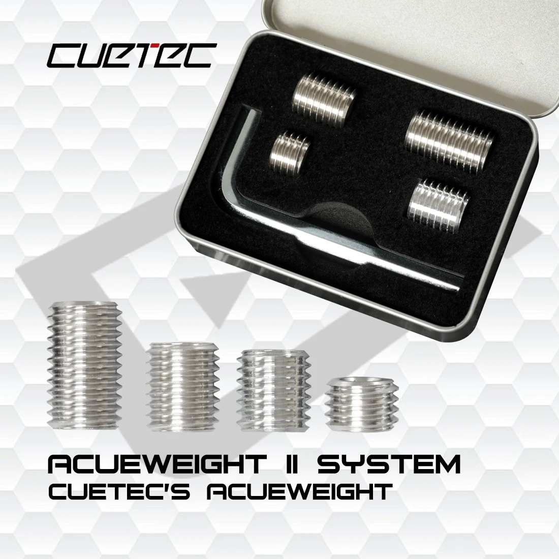 Cuetec Acueweight Pool Cue Weight Bolts, 4 Pack Replacement Cue Weights 0.3oz/0.5oz/1.0oz/1.5oz, Professional Billiard Cue